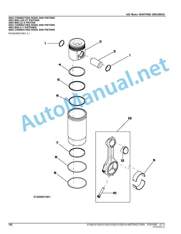 Alternative view of John Deere 6100D, 6110D, 6115D, 6125D 6130D, 6140D TRACTORS Parts Catalog PC6100P February 2011 Portuguese