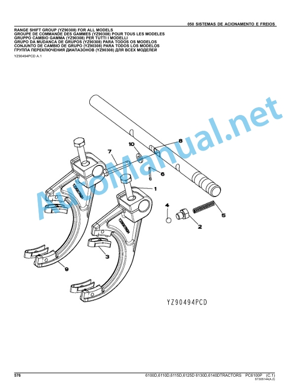 John Deere 6100D, 6110D, 6115D, 6125D 6130D, 6140D TRACTORS Parts Catalog PC6100P February 2011 Portuguese 4 John Deere 6100D, 6110D, 6115D, 6125D 6130D, 6140D TRACTORS Parts Catalog PC6100P February 2011 Portuguese - Image 4