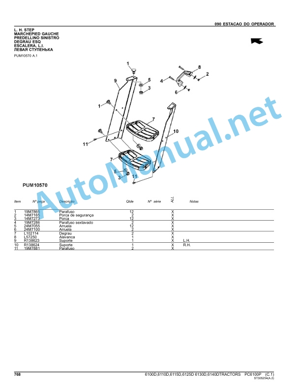 John Deere 6100D, 6110D, 6115D, 6125D 6130D, 6140D TRACTORS Parts Catalog PC6100P February 2011 Portuguese 5 John Deere 6100D, 6110D, 6115D, 6125D 6130D, 6140D TRACTORS Parts Catalog PC6100P February 2011 Portuguese - Image 5