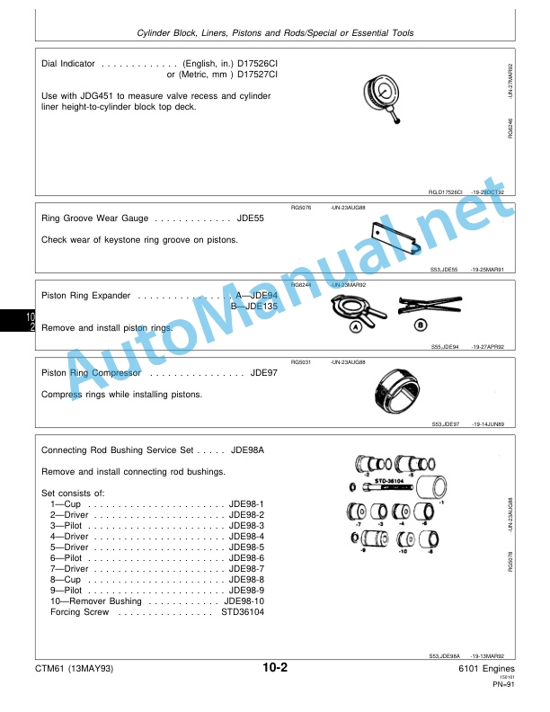 Alternative view of John Deere 6101 Engines Component Technical Manual CTM61 (13MAY93)