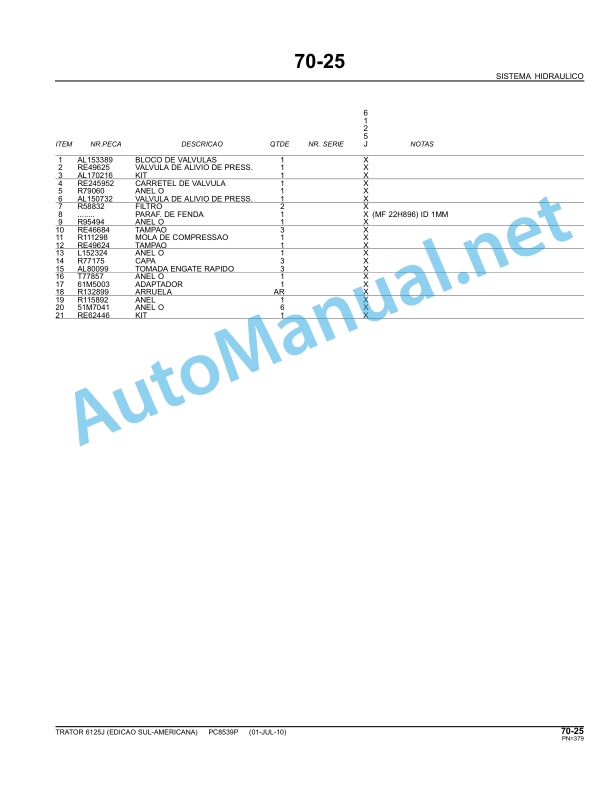John Deere 6125J Tractor Parts Catalog PC8539P 01-Jul-10 Portuguese 4 John Deere 6125J Tractor Parts Catalog PC8539P 01-Jul-10 Portuguese - Image 4