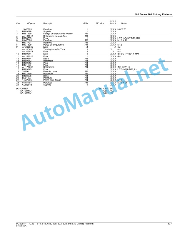 John Deere 614, 616, 618, 620, 622, 625 and 630 Cutting Platform Parts Catalog PC9284P January 2014 Portuguese 4 John Deere 614, 616, 618, 620, 622, 625 and 630 Cutting Platform Parts Catalog PC9284P January 2014 Portuguese - Image 4
