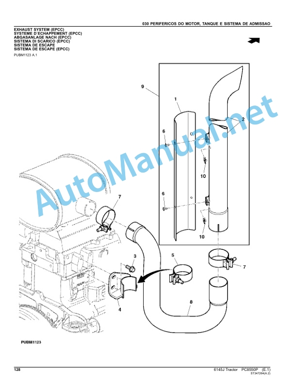 Alternative view of John Deere 6145J Tractor Parts Catalog PC8550P Jun-13 Portuguese