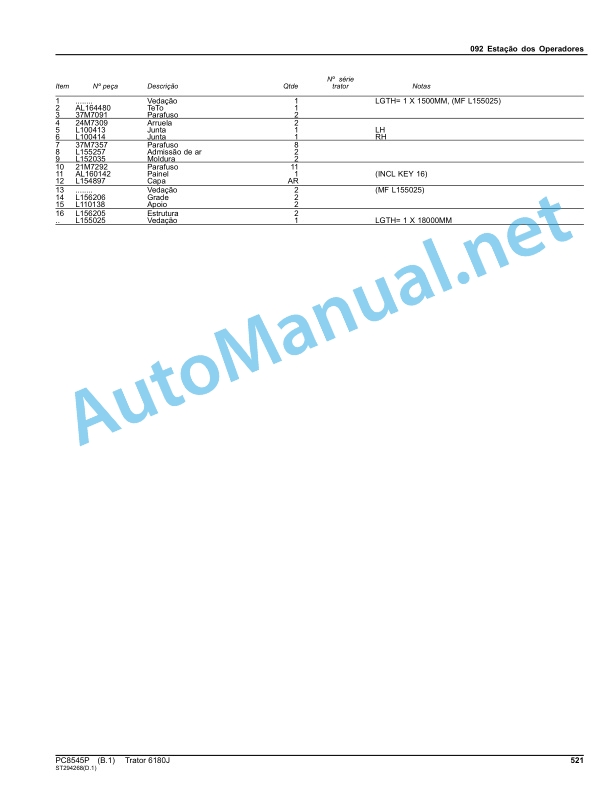 John Deere 6180J Tractor Parts Catalog PC8545P May-11 Portuguese 5 John Deere 6180J Tractor Parts Catalog PC8545P May-11 Portuguese - Image 5