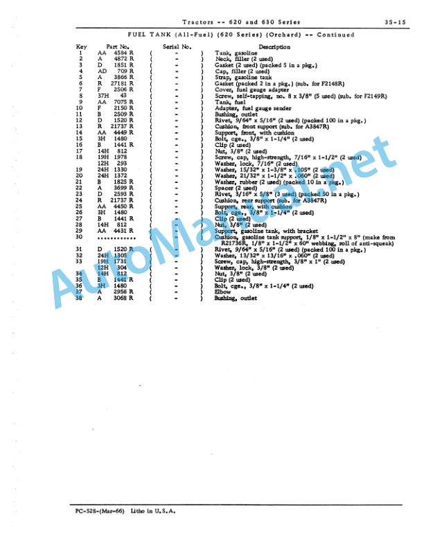 Alternative view of John Deere 620 and 630 Series Tractors Parts Catalog PC528