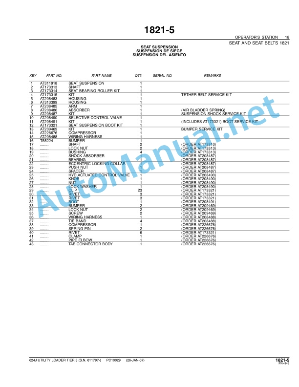 John Deere 624J Utility Loader Tier 3 Parts Catalog PC10029 Mar-07 4 John Deere 624J Utility Loader Tier 3 Parts Catalog PC10029 Mar-07 - Image 4
