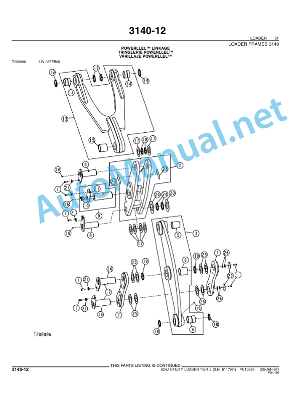John Deere 624J Utility Loader Tier 3 Parts Catalog PC10029 Mar-07 5 John Deere 624J Utility Loader Tier 3 Parts Catalog PC10029 Mar-07 - Image 5