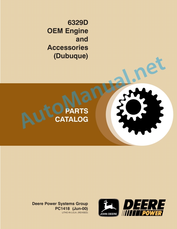John Deere 6329D OEM Engine and Accessories (Dubuque) Parts Catalog PC1418 Jun-00