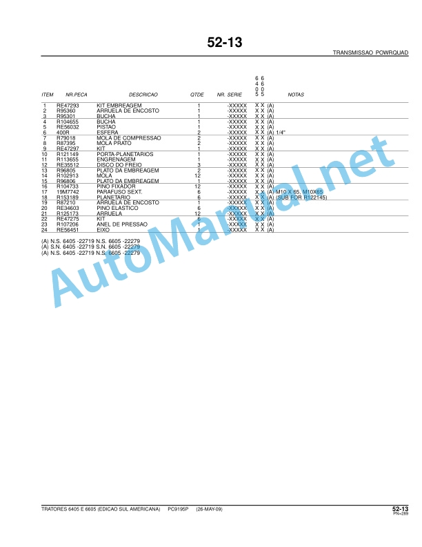 John Deere 6405 and 6605 Tractors Parts Catalog PC9195P 26-May-09 Portuguese 3 John Deere 6405 and 6605 Tractors Parts Catalog PC9195P 26-May-09 Portuguese - Image 3