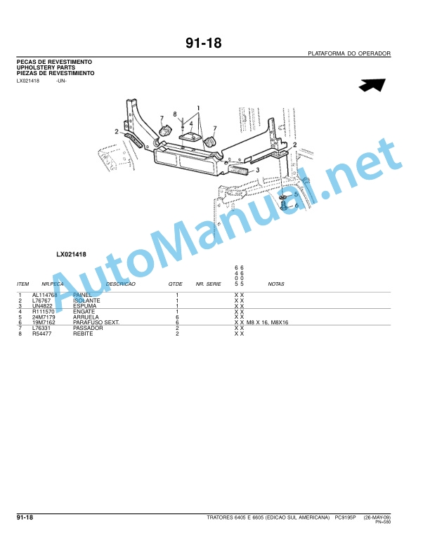 John Deere 6405 and 6605 Tractors Parts Catalog PC9195P 26-May-09 Portuguese 5 John Deere 6405 and 6605 Tractors Parts Catalog PC9195P 26-May-09 Portuguese - Image 5