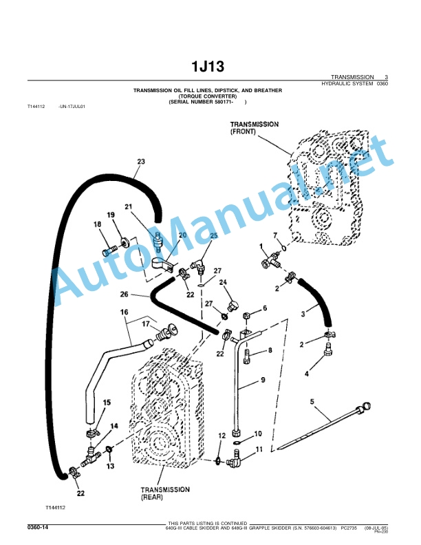Alternative view of John Deere 640G-III CABLE SKIDDER AND 648G-III GRAPPLE SKIDDER Parts Catalog PC2735 21-AUG-03