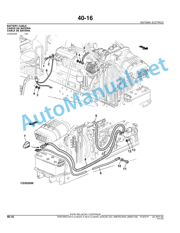 John Deere 6415 Classic and 6615 Classic Tractors Parts Catalog PC9767P 30 Apr 2008 Portuguese 3 John Deere 6415 Classic and 6615 Classic Tractors Parts Catalog PC9767P 30 Apr 2008 Portuguese - Image 3