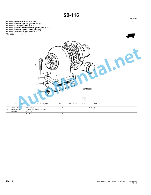 John Deere 6415,6615 Tractors Parts Catalog PC9357P 28-JAN-09 Portuguese 2 John Deere 6415,6615 Tractors Parts Catalog PC9357P 28-JAN-09 Portuguese - Image 2