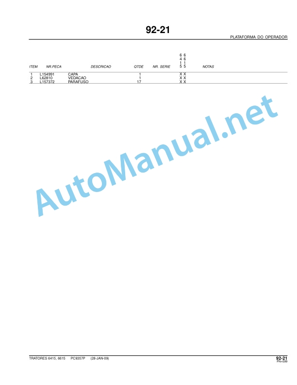 John Deere 6415,6615 Tractors Parts Catalog PC9357P 28-JAN-09 Portuguese 5 John Deere 6415,6615 Tractors Parts Catalog PC9357P 28-JAN-09 Portuguese - Image 5