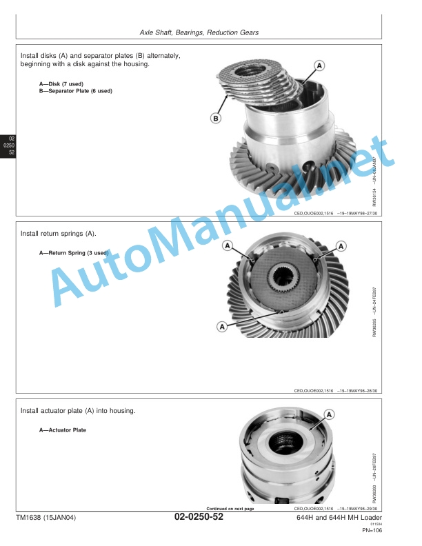 Alternative view of John Deere 644H and 644H MH Loader Repair Technical Manual TM1638 15JAN04