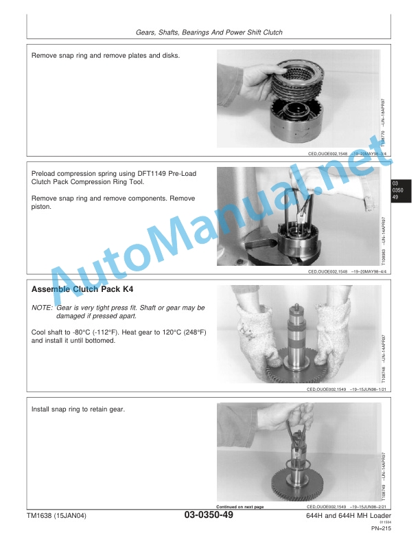 John Deere 644H and 644H MH Loader Repair Technical Manual TM1638 15JAN04 3 John Deere 644H and 644H MH Loader Repair Technical Manual TM1638 15JAN04 - Image 3