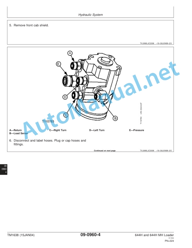 John Deere 644H and 644H MH Loader Repair Technical Manual TM1638 15JAN04 4 John Deere 644H and 644H MH Loader Repair Technical Manual TM1638 15JAN04 - Image 4