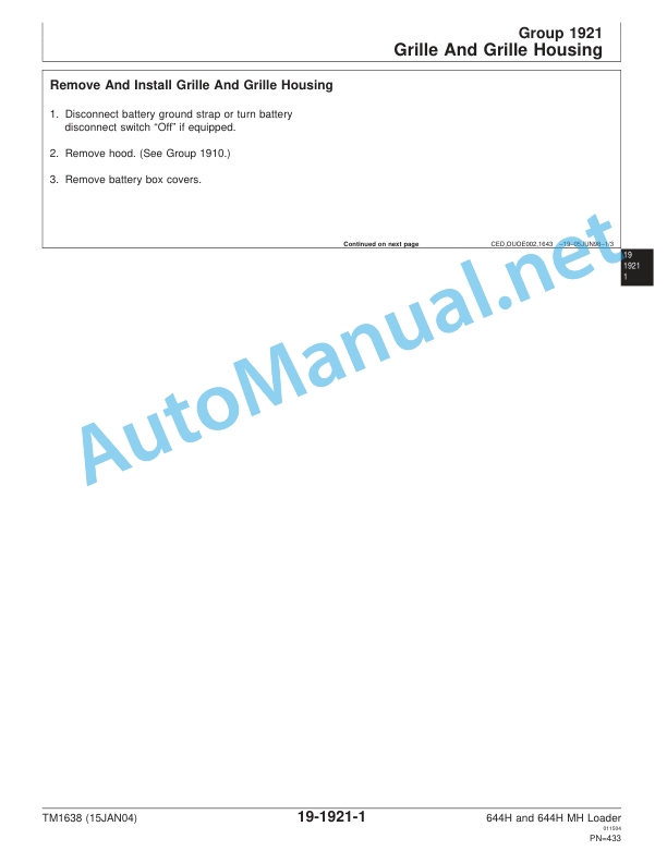 John Deere 644H and 644H MH Loader Repair Technical Manual TM1638 15JAN04 5 John Deere 644H and 644H MH Loader Repair Technical Manual TM1638 15JAN04 - Image 5