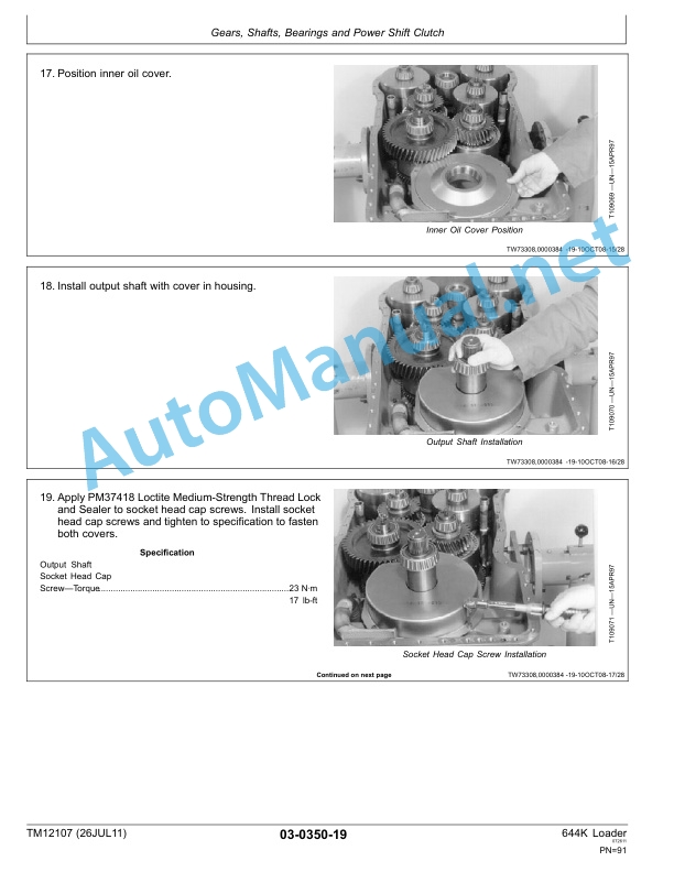 Alternative view of John Deere 644K 4WD Loader Engine 6090HDW13 Technical Manual TM12107 26-JUL-11