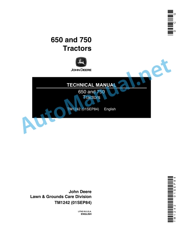 John Deere 650 and 750 Tractors Technical Manual TM1242 01SEP84 1 John Deere 650 and 750 Tractors Technical Manual TM1242 01SEP84