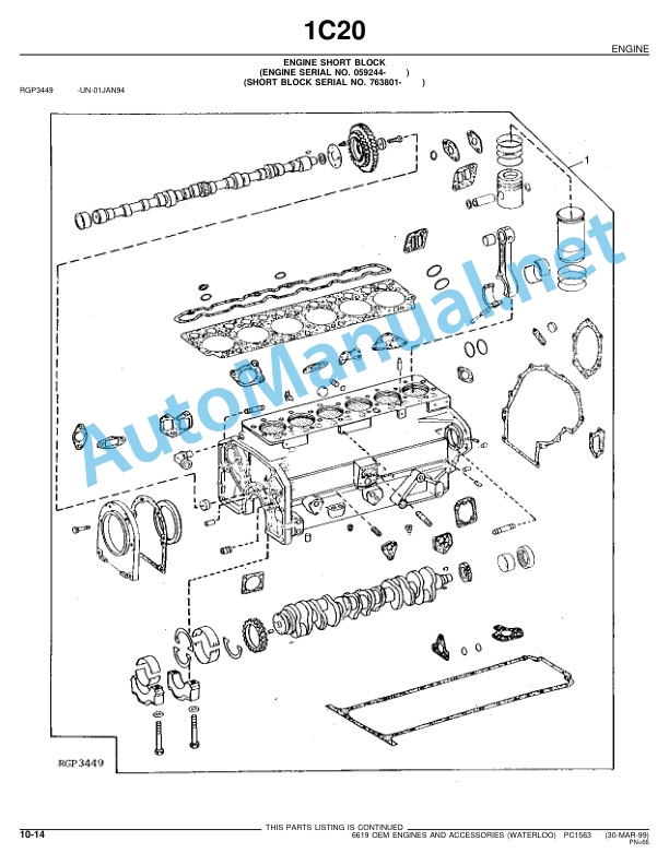 Alternative view of John Deere 6619 OEM Engines and Accessories (Waterloo) Parts Catalog PC1563 May-00