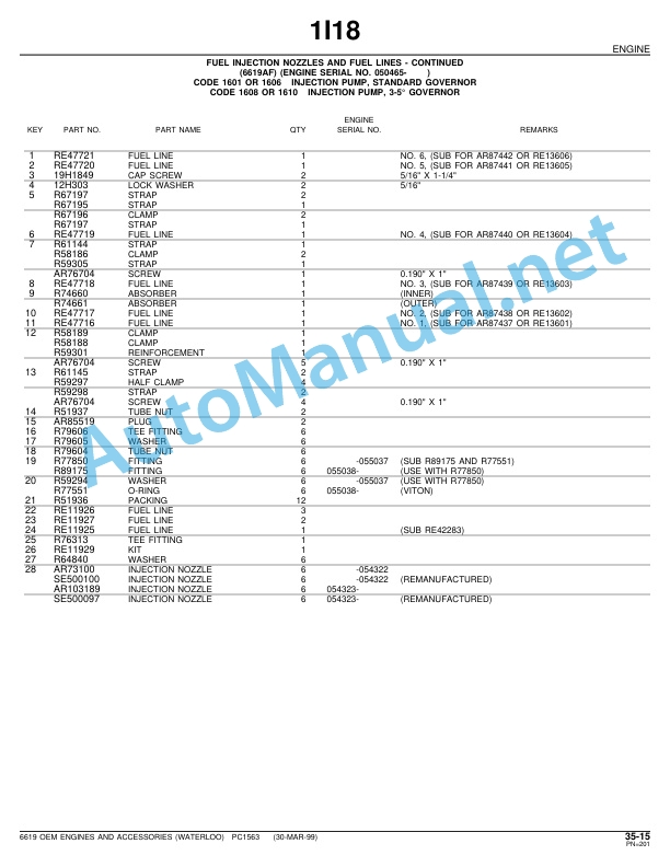 John Deere 6619 OEM Engines and Accessories (Waterloo) Parts Catalog PC1563 May-00 4 John Deere 6619 OEM Engines and Accessories (Waterloo) Parts Catalog PC1563 May-00 - Image 4