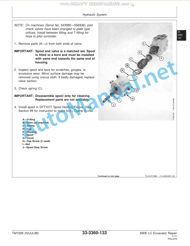 John Deere 690E LC Excavator Repair Technical Manual TM1509 19980702 5 John Deere 690E LC Excavator Repair Technical Manual TM1509 19980702 - Image 5