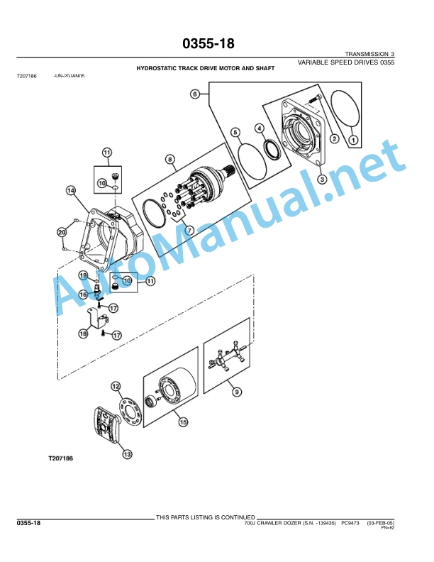 Alternative view of John Deere 700J Crawler Dozer Parts Catalog PC9473 April 2007