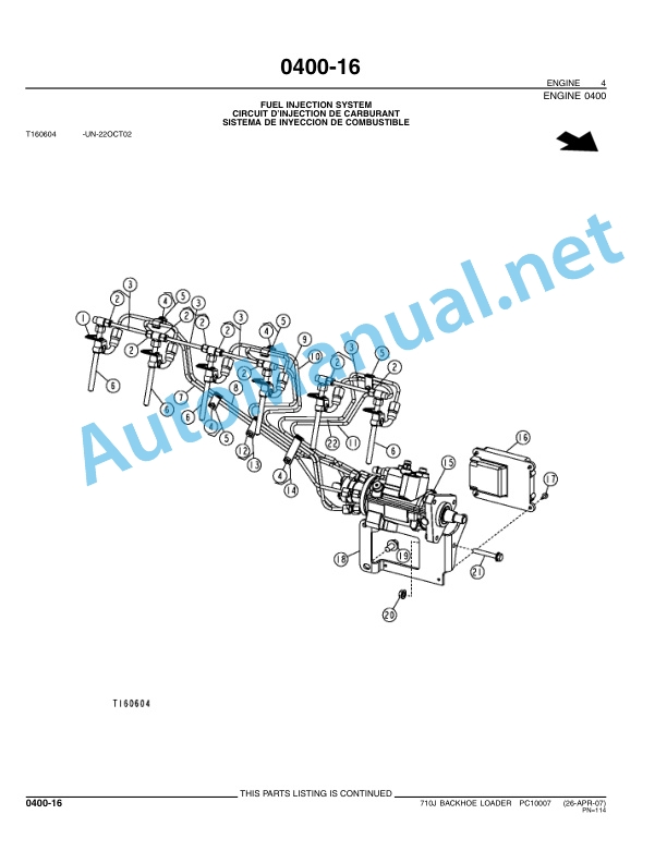 Alternative view of John Deere 710J Backhoe Loaders Parts Catalog PC10007 Apr-07