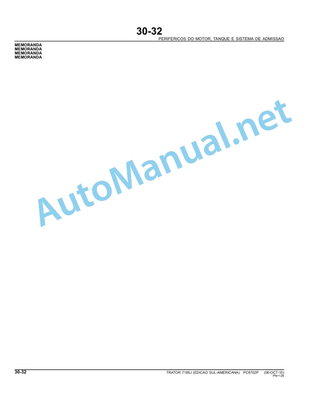 John Deere 7185J Tractor Parts Catalog PC8702P 06-Oct-10 Portuguese 2 John Deere 7185J Tractor Parts Catalog PC8702P 06-Oct-10 Portuguese - Image 2
