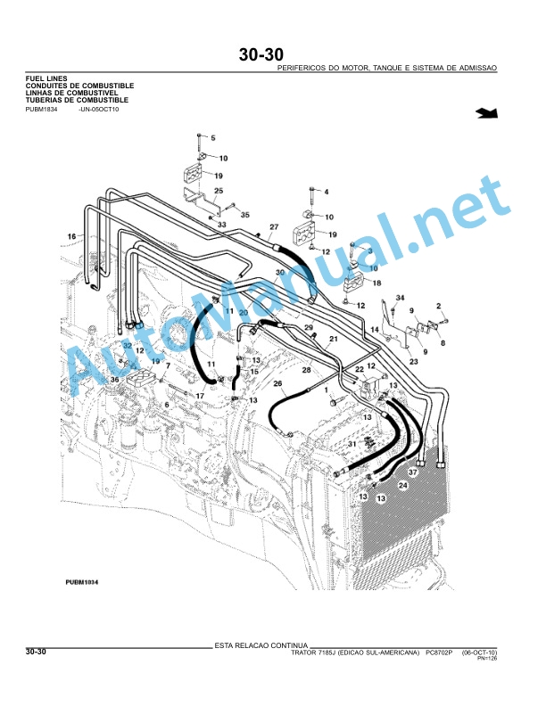 Alternative view of John Deere 7185J Trator Parts Catalog PC8702P 12-JAN-11 Portuguese