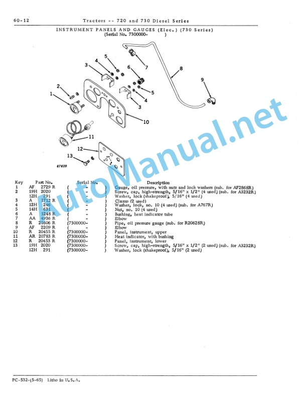John Deere 720 and 730 Series Diesel Tractors Parts Catalog PC532 4 John Deere 720 and 730 Series Diesel Tractors Parts Catalog PC532 - Image 4