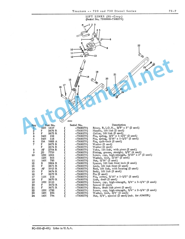 John Deere 720 and 730 Series Diesel Tractors Parts Catalog PC532 5 John Deere 720 and 730 Series Diesel Tractors Parts Catalog PC532 - Image 5