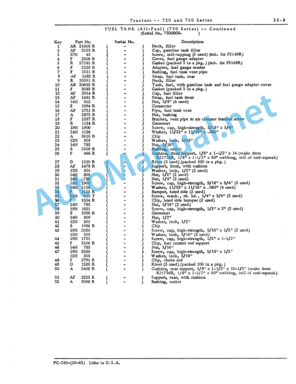 Alternative view of John Deere 720 and 730 Tractors Parts Catalog PC530