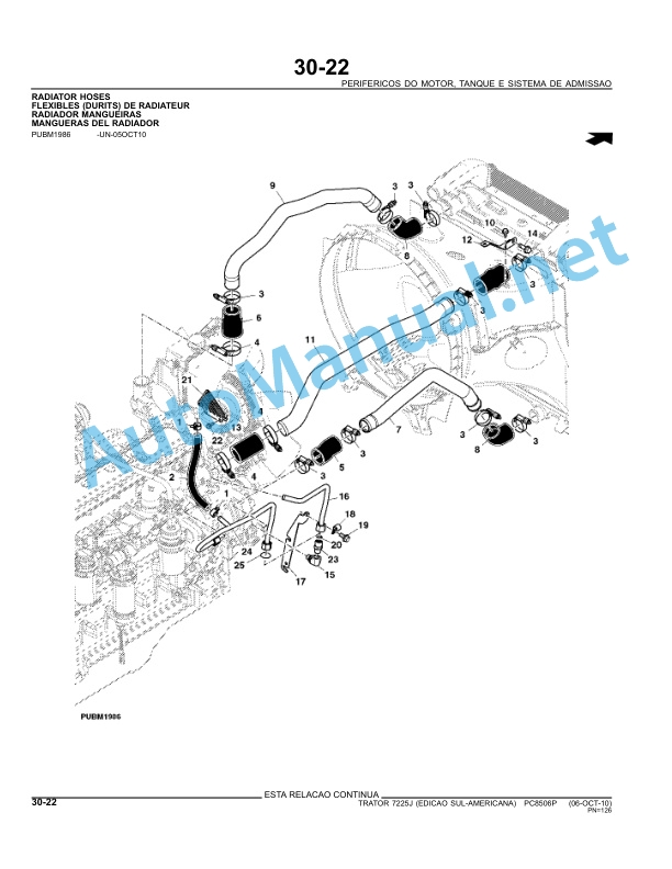 Alternative view of John Deere 7225J Tractor Parts Catalog PC8506P 12-JAN-11 Portuguese