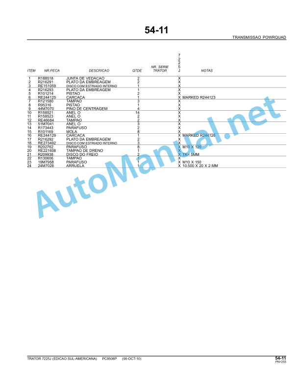 John Deere 7225J Tractor Parts Catalog PC8506P 12-JAN-11 Portuguese 3 John Deere 7225J Tractor Parts Catalog PC8506P 12-JAN-11 Portuguese - Image 3