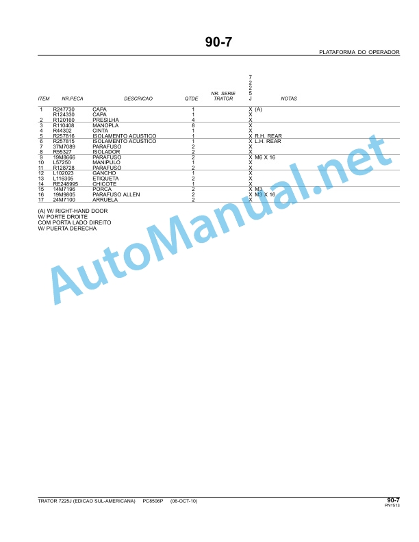 John Deere 7225J Tractor Parts Catalog PC8506P 12-JAN-11 Portuguese 5 John Deere 7225J Tractor Parts Catalog PC8506P 12-JAN-11 Portuguese - Image 5