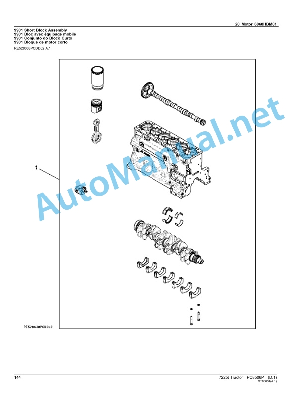 Alternative view of John Deere 7225J Tractor Parts Catalog PC8506P Jul-14 Portuguese