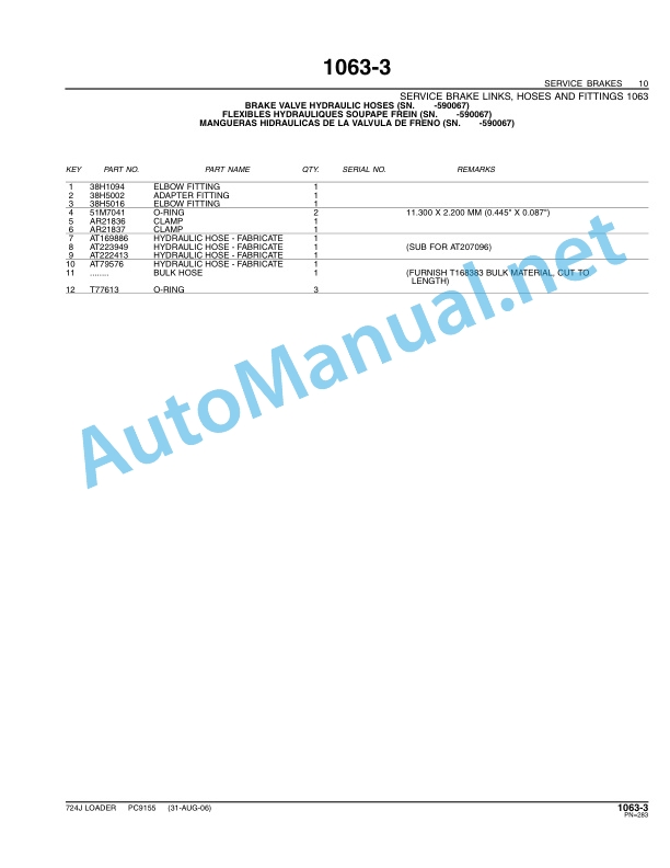 John Deere 724J Loader Parts Catalog PC9155 Jan-07 3 John Deere 724J Loader Parts Catalog PC9155 Jan-07 - Image 3
