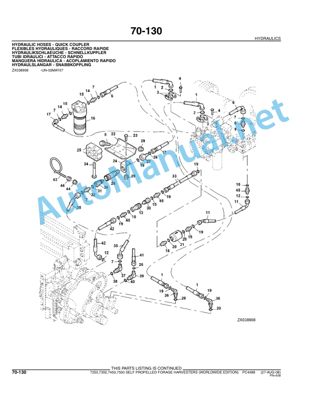 John Deere 7250,7350,7450,7550 Self Propelled Forage Harvester Parts Catalog PC4488 Oct-08 4 John Deere 7250,7350,7450,7550 Self Propelled Forage Harvester Parts Catalog PC4488 Oct-08 - Image 4