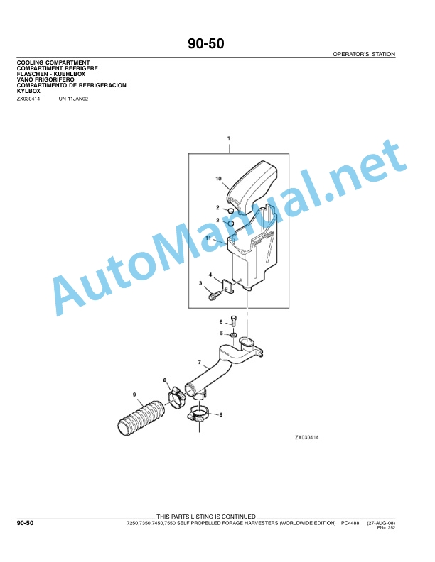 John Deere 7250,7350,7450,7550 Self Propelled Forage Harvester Parts Catalog PC4488 Oct-08 5 John Deere 7250,7350,7450,7550 Self Propelled Forage Harvester Parts Catalog PC4488 Oct-08 - Image 5