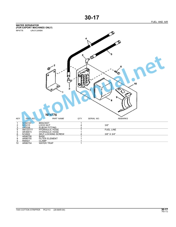 Alternative view of John Deere 7445 Cotton Stripper Parts Catalog PC2113 APR-10