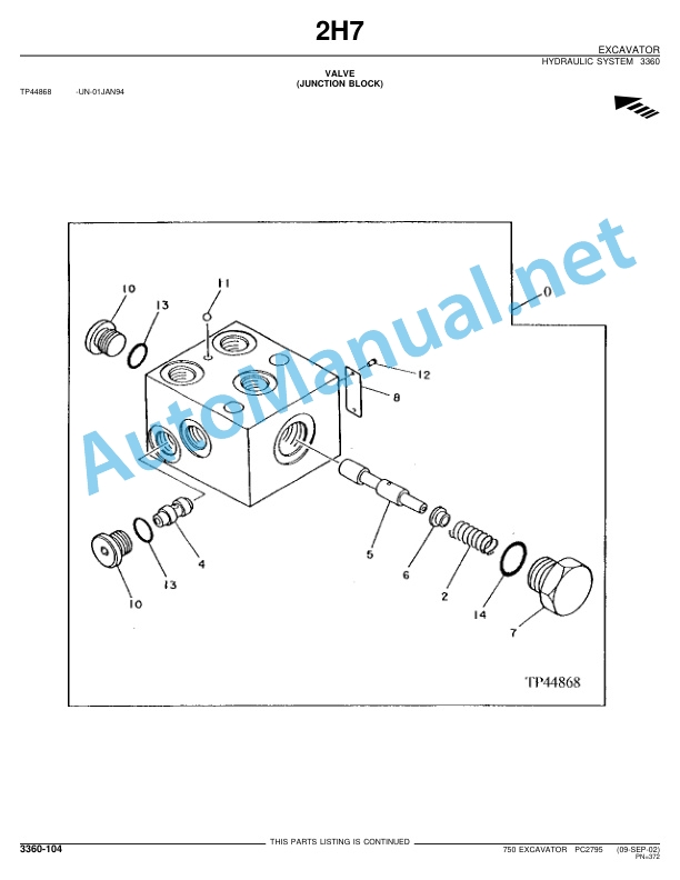 John Deere 750 Excavator Parts Catalog PC2795 09-SEP-02 5 John Deere 750 Excavator Parts Catalog PC2795 09-SEP-02 - Image 5