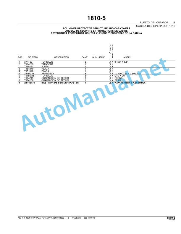 John Deere 750-II 850C-II ORUGA Parts Catalog PC2832S Spanish 4 John Deere 750-II 850C-II ORUGA Parts Catalog PC2832S Spanish - Image 4