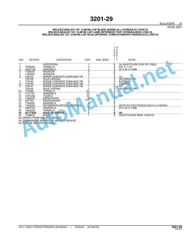 John Deere 750-II 850C-II ORUGA Parts Catalog PC2832S Spanish 5 John Deere 750-II 850C-II ORUGA Parts Catalog PC2832S Spanish - Image 5