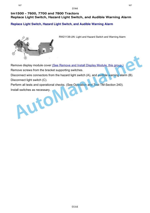 Alternative view of John Deere 7600, 7700, 7800 Tractors Technical Manual TM1500