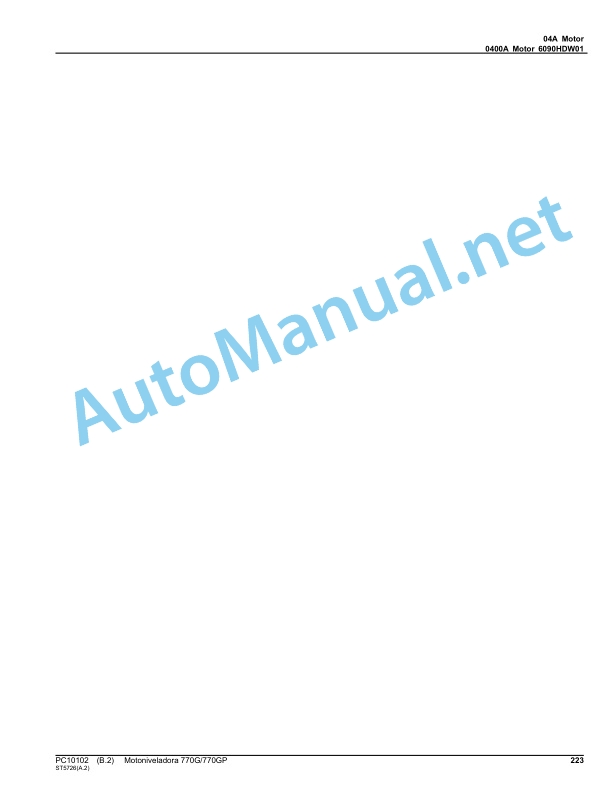 Alternative view of John Deere 770G 770GP Motor Grader Parts Catalog PC10102 Apr-10 (April 2010) Spanish (Spanish)