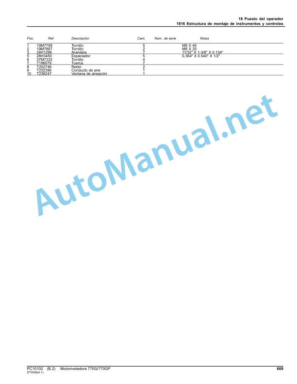 John Deere 770G 770GP Motor Grader Parts Catalog PC10102 Apr-10 (April 2010) Spanish (Spanish) 4 John Deere 770G 770GP Motor Grader Parts Catalog PC10102 Apr-10 (April 2010) Spanish (Spanish) - Image 4