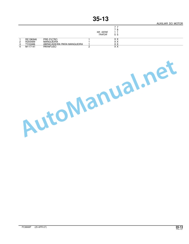 John Deere 7715, 7815 Tractors (Brazil) Parts Catalog PC9668P 21-DEC-07 Portuguese 2 John Deere 7715, 7815 Tractors (Brazil) Parts Catalog PC9668P 21-DEC-07 Portuguese - Image 2