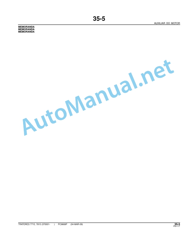 John Deere 7715, 7815 Tractors Parts Catalog PC9668P 04-MAR-09 Portuguese 2 John Deere 7715, 7815 Tractors Parts Catalog PC9668P 04-MAR-09 Portuguese - Image 2